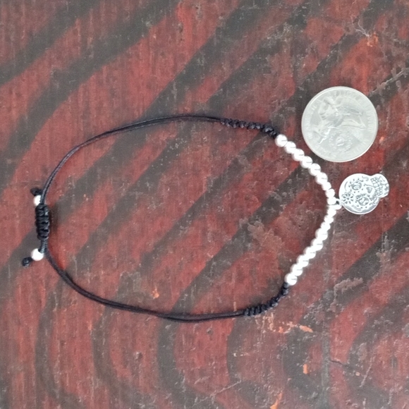 Sterling silver Halloween! Sugar skull Handmade women's skull bracelet - Picture 7 of 10